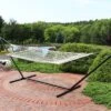 Sunnydaze Decor Sunnydaze Outdoor 2-Person Double Cotton Rope Hammock With Wood Spreader Bar And 15ft Black Steel Stand -Sunnydaze Decor GUEST 005229d5 8fb6 4056 bdf6 48830890fa8d