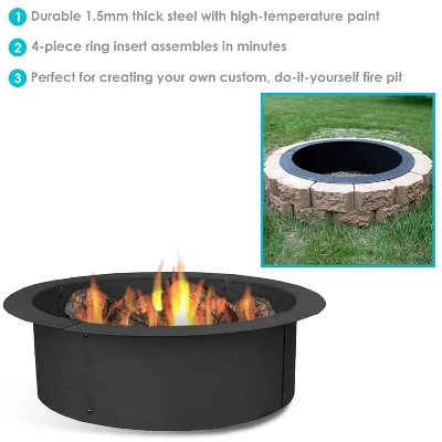 Sunnydaze Decor Sunnydaze Outdoor Heavy-Duty Steel Portable Above Ground Or In-Ground Round Fire Pit Liner Ring - Black 8 Sunnydaze Decor Sunnydaze Outdoor Heavy-Duty Steel Portable Above Ground Or In-Ground Round Fire Pit Liner Ring - Black - Image 6