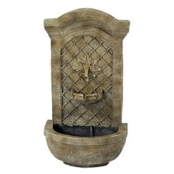 Sunnydaze Decor Sunnydaze 31"H Solar-Powered Polystone Rosette Leaf Outdoor Wall-Mount Fountain -Sunnydaze Decor GUEST 017db7e4 b6f4 4d3a 86fc a542ff4f73ad
