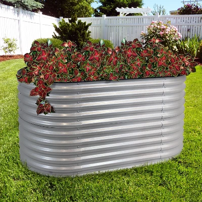 Sunnydaze Decor Sunnydaze Large Oval Steel Raised Garden Bed - Stand-Up Height - 62.5" W X 32" H 3 Sunnydaze Decor Sunnydaze Large Oval Steel Raised Garden Bed - Stand-Up Height - 62.5" W X 32" H