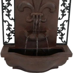 Sunnydaze Decor Sunnydaze 33"H Solar-Powered Polystone French Lily Design Outdoor Wall-Mount Water Fountain -Sunnydaze Decor GUEST 01c7b147 6a27 4db6 94c0 0d5a584ef182