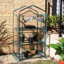 Sunnydaze Decor Sunnydaze Outdoor Portable Growing Rack 3-Tier Greenhouse With Roll-Up Door - 3 Shelves - Clear -Sunnydaze Decor GUEST 02ad0fca 99ad 45c2 bce5 478ac93a8b31
