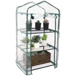 Sunnydaze Decor Sunnydaze Outdoor Portable Growing Rack 3-Tier Greenhouse With Roll-Up Door - 3 Shelves - Clear -Sunnydaze Decor GUEST 03513ed3 83aa 49c8 871f fa9bb477c313