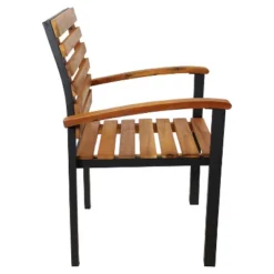 Sunnydaze Decor Sunnydaze 2pk Julian Acacia Wood And Steel Outdoor Patio Arm Chairs -Sunnydaze Decor GUEST 0450c6ed 2061 4103 9ed2 d70b3094f8f8