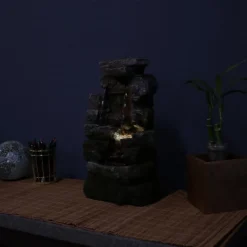 Sunnydaze Decor Sunnydaze Indoor Home Office Polyresin Towering Cave Waterfall Tabletop Water Fountain With LED Light - 14" -Sunnydaze Decor GUEST 0559d800 09ad 4100 be20 6dbbff8aec8f