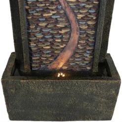 Sunnydaze Decor Sunnydaze 39"H Electric Polyresin And Fiberglass Modern Road Column Outdoor Water Fountain With LED Lights -Sunnydaze Decor GUEST 05bacff6 2418 4dc8 b6c1 54a870252fe7