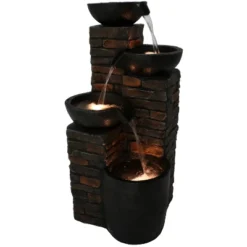 Sunnydaze Decor Sunnydaze 34"H Electric Polyresin Staggered Bowls Tiered Outdoor Water Fountain With LED Lights -Sunnydaze Decor GUEST 0628f4fa 37de 4a5c 809e 9e8756d7082c