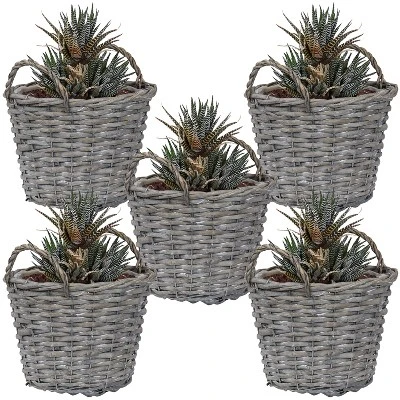 Sunnydaze Decor Sunnydaze Gray Willow Wicker Planter Baskets With Handles And Plastic Lining - Set Of 5 8 Sunnydaze Decor Sunnydaze Gray Willow Wicker Planter Baskets With Handles And Plastic Lining - Set Of 5 - Image 6