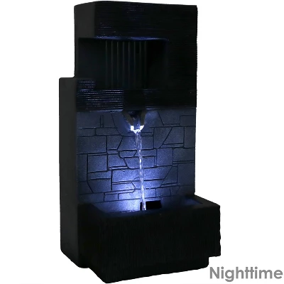 Sunnydaze Decor Sunnydaze Indoor Home Office Polyresin Modern Tiered Brick Wall Tabletop Water Fountain With LED Light - 13" 4 Sunnydaze Decor Sunnydaze Indoor Home Office Polyresin Modern Tiered Brick Wall Tabletop Water Fountain With LED Light - 13" - Image 2