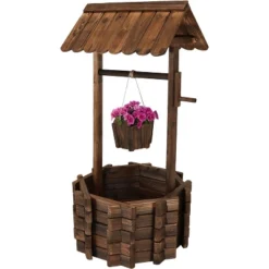 Sunnydaze Decor Sunnydaze Outdoor Fir Wood Wishing Well Garden Planter With Hanging Flower Bucket For Garden Or Yard - 45" H - Brown 16 Sunnydaze Decor Sunnydaze Outdoor Fir Wood Wishing Well Garden Planter With Hanging Flower Bucket For Garden Or Yard - 45" H - Brown -Sunnydaze Decor GUEST 094c0abd 4c70 4bde 881b a7647ec4ca65