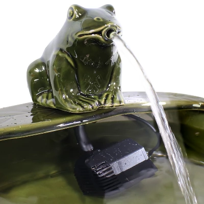 Sunnydaze Decor Sunnydaze Outdoor Solar Powered Ceramic Spitting Frog Water Fountain With Submersible Pump - 7" - Green 4 Sunnydaze Decor Sunnydaze Outdoor Solar Powered Ceramic Spitting Frog Water Fountain With Submersible Pump - 7" - Green - Image 2