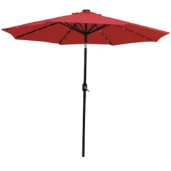 Sunnydaze Decor Sunnydaze Outdoor Aluminum Pool Patio Umbrella With Solar LED Lights, Tilt, And Crank - 9' -Sunnydaze Decor GUEST 0b1af917 4ca1 41b5 aa5e fe5a5ca9e00b
