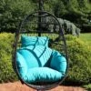 Sunnydaze Decor Sunnydaze Outdoor Resin Wicker Patio Penelope Hanging Basket Egg Chair Swing With Cushions And Headrest - 2pc -Sunnydaze Decor GUEST 0c163df5 6ba8 448f b5c0 6b8584f63561