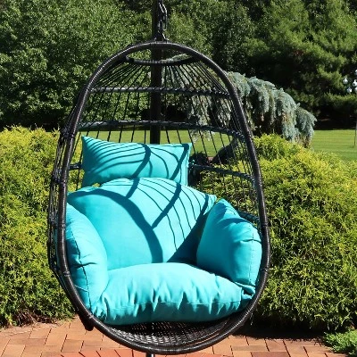 Sunnydaze Decor Sunnydaze Outdoor Resin Wicker Patio Penelope Hanging Basket Egg Chair Swing With Cushions And Headrest - 2pc 3 Sunnydaze Decor Sunnydaze Outdoor Resin Wicker Patio Penelope Hanging Basket Egg Chair Swing With Cushions And Headrest - 2pc