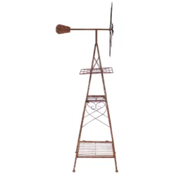 Sunnydaze Decor Sunnydaze Rustic Windmill Metal Outdoor Garden Statue With Tiers - 51" H - Brown/Copper -Sunnydaze Decor GUEST 0d924ff3 8569 474a b56c a6507aea0b8f