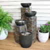 Sunnydaze Decor Sunnydaze 34"H Electric Polyresin Staggered Bowls Tiered Outdoor Water Fountain With LED Lights -Sunnydaze Decor GUEST 0eff1784 4736 42a4 bf4e 49fac948d03d