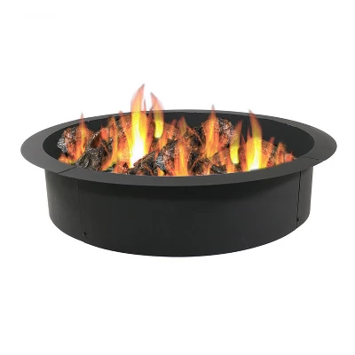Sunnydaze Decor Sunnydaze Outdoor Heavy-Duty Steel Portable Above Ground Or In-Ground Round Fire Pit Liner Ring - Black 9 Sunnydaze Decor Sunnydaze Outdoor Heavy-Duty Steel Portable Above Ground Or In-Ground Round Fire Pit Liner Ring - Black - Image 7