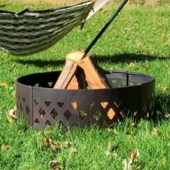 Sunnydaze Decor Sunnydaze Outdoor Heavy-Duty Steel Portable Large Round Crossweave Cut Out Fire Pit Ring - 36" - Black -Sunnydaze Decor GUEST 0ff5d069 d72d 4bff 84ec 73a05054e3f0