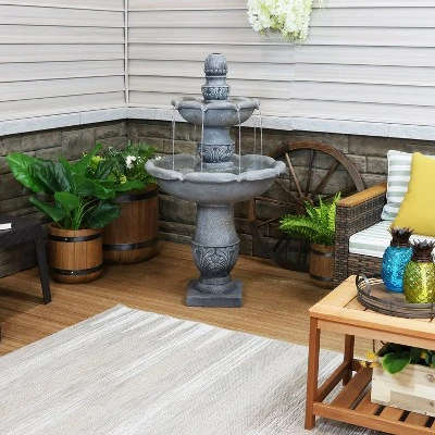 Sunnydaze Decor Sunnydaze 50"H Electric Fiberglass Reinforced Concrete 2-Tier French Garden Design Outdoor Water Fountain, Dusty Gray 11 Sunnydaze Decor Sunnydaze 50"H Electric Fiberglass Reinforced Concrete 2-Tier French Garden Design Outdoor Water Fountain, Dusty Gray - Image 9