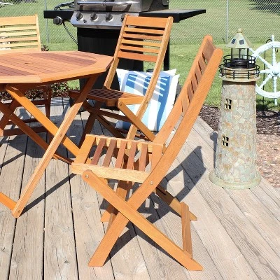 Sunnydaze Decor Sunnydaze Outdoor Meranti Wood With Teak Oil Finish Wooden Folding Patio Bistro Chairs Set - Brown - 2pk 4 Sunnydaze Decor Sunnydaze Outdoor Meranti Wood With Teak Oil Finish Wooden Folding Patio Bistro Chairs Set - Brown - 2pk - Image 2
