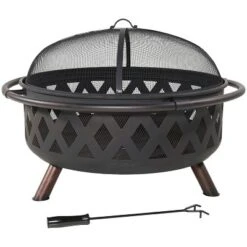 Sunnydaze Decor Sunnydaze Outdoor Camping Or Backyard Round Crossweave Cut Out Fire Pit With Spark Screen, Log Poker, And Cover - 36" 12 Sunnydaze Decor Sunnydaze Outdoor Camping Or Backyard Round Crossweave Cut Out Fire Pit With Spark Screen, Log Poker, And Cover - 36" -Sunnydaze Decor GUEST 13a9e39a 5734 418d 8686 68c5bdf89aeb