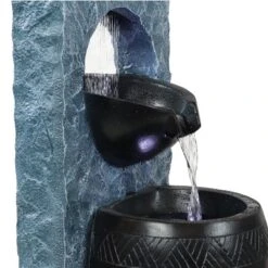 Sunnydaze Decor Sunnydaze Peaceful Rain Electric Outdoor Water Fountain - 31.75" H - Gray And Black -Sunnydaze Decor GUEST 13baeb3b 1c0f 414c b03d 8f373151e7ee