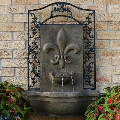 Sunnydaze Decor Sunnydaze 33"H Electric Polystone French Lily Design Outdoor Wall-Mount Water Fountain 3 Sunnydaze Decor Sunnydaze 33"H Electric Polystone French Lily Design Outdoor Wall-Mount Water Fountain