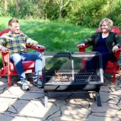Sunnydaze Decor Sunnydaze Outdoor Camping Or Backyard Rectangular Northland Fire Pit With Cooking Grill Grate, Spark Screen, Log Poker, And Fire Pit Cover - 36" -Sunnydaze Decor GUEST 14bb9991 4c65 4c6e 91f9 69eaf9caf431