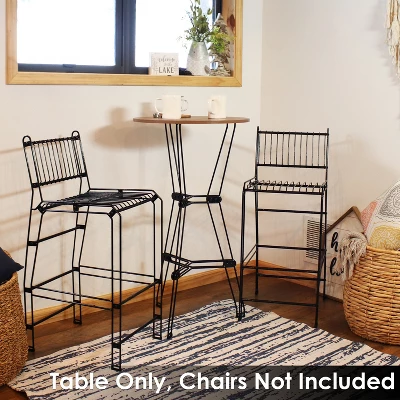 Sunnydaze Decor Sunnydaze Indoor Modern Furniture Steel Wire Bar Table With Faux Woodgrain Tabletop - Brown 9 Sunnydaze Decor Sunnydaze Indoor Modern Furniture Steel Wire Bar Table With Faux Woodgrain Tabletop - Brown - Image 7