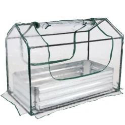 Sunnydaze Decor Sunnydaze Steel Raised Garden Bed With PVC Greenhouse Cover - Clear -Sunnydaze Decor GUEST 158d96de 7522 490f 920c 3e7850afa844
