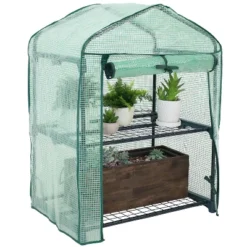 Sunnydaze Decor Sunnydaze Outdoor Portable Growing Rack 2-Tier Greenhouse With Roll-Up Door - 2 Shelves - Green 19 Sunnydaze Decor Sunnydaze Outdoor Portable Growing Rack 2-Tier Greenhouse With Roll-Up Door - 2 Shelves - Green -Sunnydaze Decor GUEST 15caa8d8 f8c3 45d1 9761 3d7d1b61d239