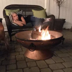 Sunnydaze Decor Sunnydaze Outdoor Camping Or Backyard Large Round Fire Pit Bowl With Handles And Spark Screen - 30" - Copper Finish -Sunnydaze Decor GUEST 173015c7 52a2 4281 af64 bb21addb8ecb