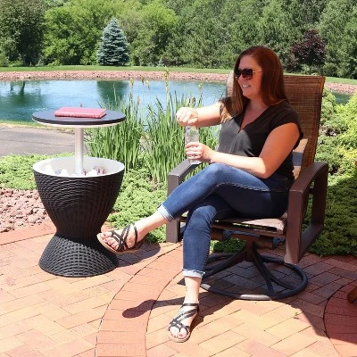Sunnydaze Decor Sunnydaze Rattan Design Patio Bar Cooler Table With Height-Adjustable Tabletop - Phantom Gray 9 Sunnydaze Decor Sunnydaze Rattan Design Patio Bar Cooler Table With Height-Adjustable Tabletop - Phantom Gray - Image 7