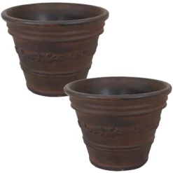 Sunnydaze Decor Sunnydaze Indoor/Outdoor Patio, Garden, Or Porch Weather-Resistant Double-Walled Laurel Flower Pot Planter - 13" - Rust Finish -Sunnydaze Decor GUEST 197cf6e9 a672 4021 9753 befe4369882d