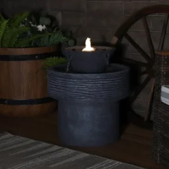 Sunnydaze Decor Sunnydaze 20"H Electric Resin 2-Tier Round Bird Bath Outdoor Water Fountain With LED Lights -Sunnydaze Decor GUEST 199f6fee 8b6b 41a5 b134 71fec6dae901