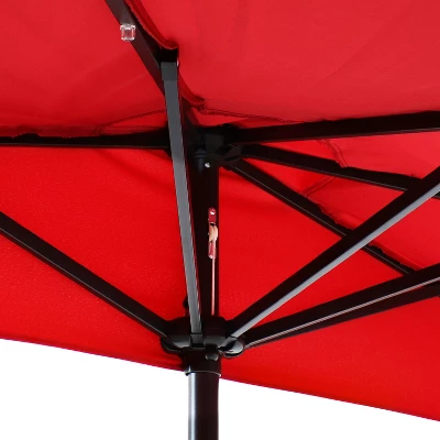 Sunnydaze Decor Sunnydaze Solar Outdoor Half Patio Umbrella With LED Lights And Crank - 9' 5 Sunnydaze Decor Sunnydaze Solar Outdoor Half Patio Umbrella With LED Lights And Crank - 9' - Image 3