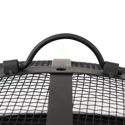 Sunnydaze Decor Sunnydaze Outdoor Camping Or Backyard Large Fire Pit Bowl With Spark Screen, Log Poker, And Metal Wood Grate - 30" - Bronze 6 Sunnydaze Decor Sunnydaze Outdoor Camping Or Backyard Large Fire Pit Bowl With Spark Screen, Log Poker, And Metal Wood Grate - 30" - Bronze - Image 4