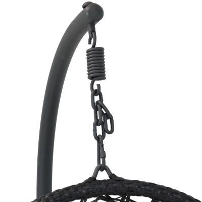 Sunnydaze Decor Sunnydaze Outdoor Resin Wicker Patio Cordelia Hanging Basket Egg Chair Swing With Cushion, Headrest, And Steel Stand Set- 3pc 5 Sunnydaze Decor Sunnydaze Outdoor Resin Wicker Patio Cordelia Hanging Basket Egg Chair Swing With Cushion, Headrest, And Steel Stand Set- 3pc - Image 3