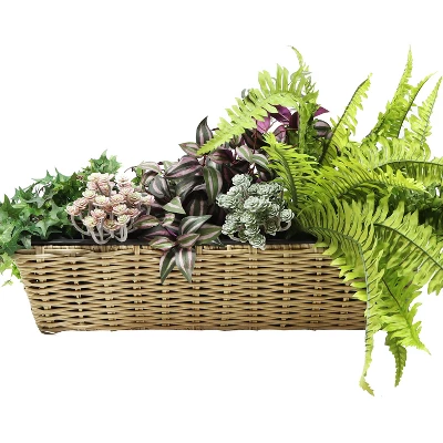 Sunnydaze Decor Sunnydaze Hanging Rectangle Polyrattan Rail Planter With Plastic Liner - 23.5" W X 7.5" D X 6.5" H 7 Sunnydaze Decor Sunnydaze Hanging Rectangle Polyrattan Rail Planter With Plastic Liner - 23.5" W X 7.5" D X 6.5" H - Image 5