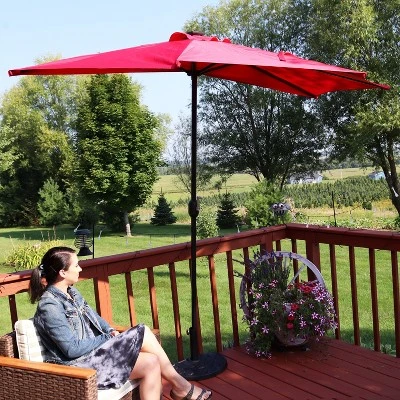 Sunnydaze Decor Sunnydaze Solar Outdoor Half Patio Umbrella With LED Lights And Crank - 9' 12 Sunnydaze Decor Sunnydaze Solar Outdoor Half Patio Umbrella With LED Lights And Crank - 9' - Image 10