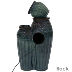 Sunnydaze Decor Sunnydaze 27"H Electric Ceramic Dark Turquoise Tour De Vase Outdoor Water Fountain With LED Lights -Sunnydaze Decor GUEST 1b61da33 6ad7 41a8 9021 3b24d9a10f4a