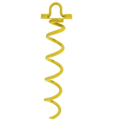 Sunnydaze Decor Sunnydaze Outdoor Tarp Tent Tie-Out Heavy-Duty Spiral Ground Anchor Stake With Folding Ring - Yellow 7 Sunnydaze Decor Sunnydaze Outdoor Tarp Tent Tie-Out Heavy-Duty Spiral Ground Anchor Stake With Folding Ring - Yellow - Image 5