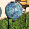 Sunnydaze Decor Sunnydaze Crackled Glass Azul Terra Design Indoor/Outdoor Garden Gazing Globe With LED Solar Light - 10" Diameter - Blue And Green -Sunnydaze Decor GUEST 1c1ee463 6db5 40a3 8fdc 755060f3c9d9