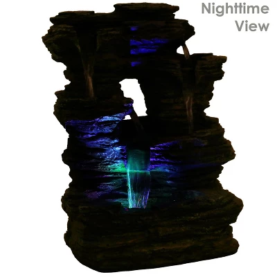 Sunnydaze Decor Sunnydaze Indoor Decorative Five Stream Rock Cavern Tabletop Water Fountain With Multi-Colored LED Lights - 13" 4 Sunnydaze Decor Sunnydaze Indoor Decorative Five Stream Rock Cavern Tabletop Water Fountain With Multi-Colored LED Lights - 13" - Image 2