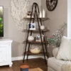 Sunnydaze Decor Sunnydaze 4-Shelf Industrial-Style Ladder Bookshelf - MDP With Powder-Coated Steel Frame - Brown -Sunnydaze Decor GUEST 1ca7bdf9 7949 4497 815d 0455f0bdb94d
