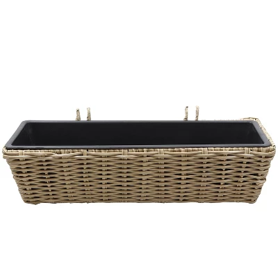 Sunnydaze Decor Sunnydaze Hanging Rectangle Polyrattan Rail Planter With Plastic Liner - 23.5" W X 7.5" D X 6.5" H 9 Sunnydaze Decor Sunnydaze Hanging Rectangle Polyrattan Rail Planter With Plastic Liner - 23.5" W X 7.5" D X 6.5" H - Image 7