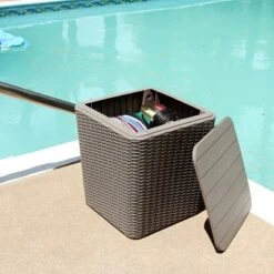 Sunnydaze Decor Sunnydaze Rattan Design Outdoor Side Table With Storage - 11.5-Gal. -Sunnydaze Decor GUEST 1d715792 e5c6 4e06 a94c 1efb7d1cb0f8
