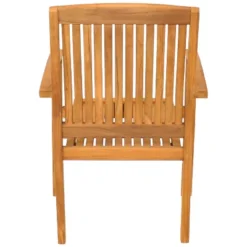 Sunnydaze Decor Sunnydaze Outdoor Solid Teak Wood Slat-Back Patio Dining Armchair