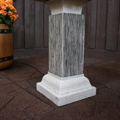 Sunnydaze Decor Sunnydaze 26"H Electric Resin 2-Tier Outdoor Square Bird Bath Water Fountain With LED Lights 7 Sunnydaze Decor Sunnydaze 26"H Electric Resin 2-Tier Outdoor Square Bird Bath Water Fountain With LED Lights - Image 5