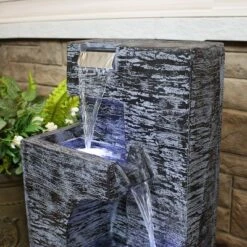Sunnydaze Decor Sunnydaze 32"H Electric Polyresin Cascading Tower Tiered Outdoor Water Fountain With LED Lights -Sunnydaze Decor GUEST 1e48efa3 4675 4c96 b8a2 9b510068a1e4